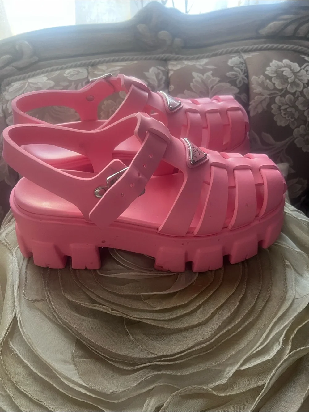 Prada Bubblegum Pink Jelly Fisherman Sandals